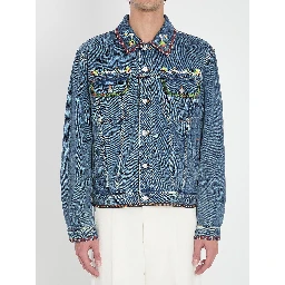 Bead-embroidered denim jacket