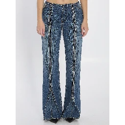 Denim front zipped trousers