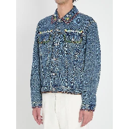 Bead-embroidered denim jacket