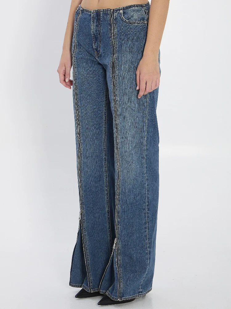 Denim front zipped trousers alternative