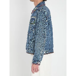 Bead-embroidered denim jacket