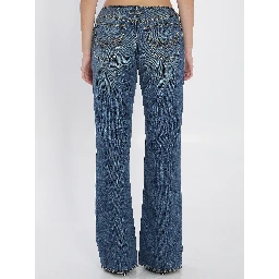 Denim front zipped trousers
