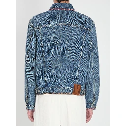 Bead-embroidered denim jacket