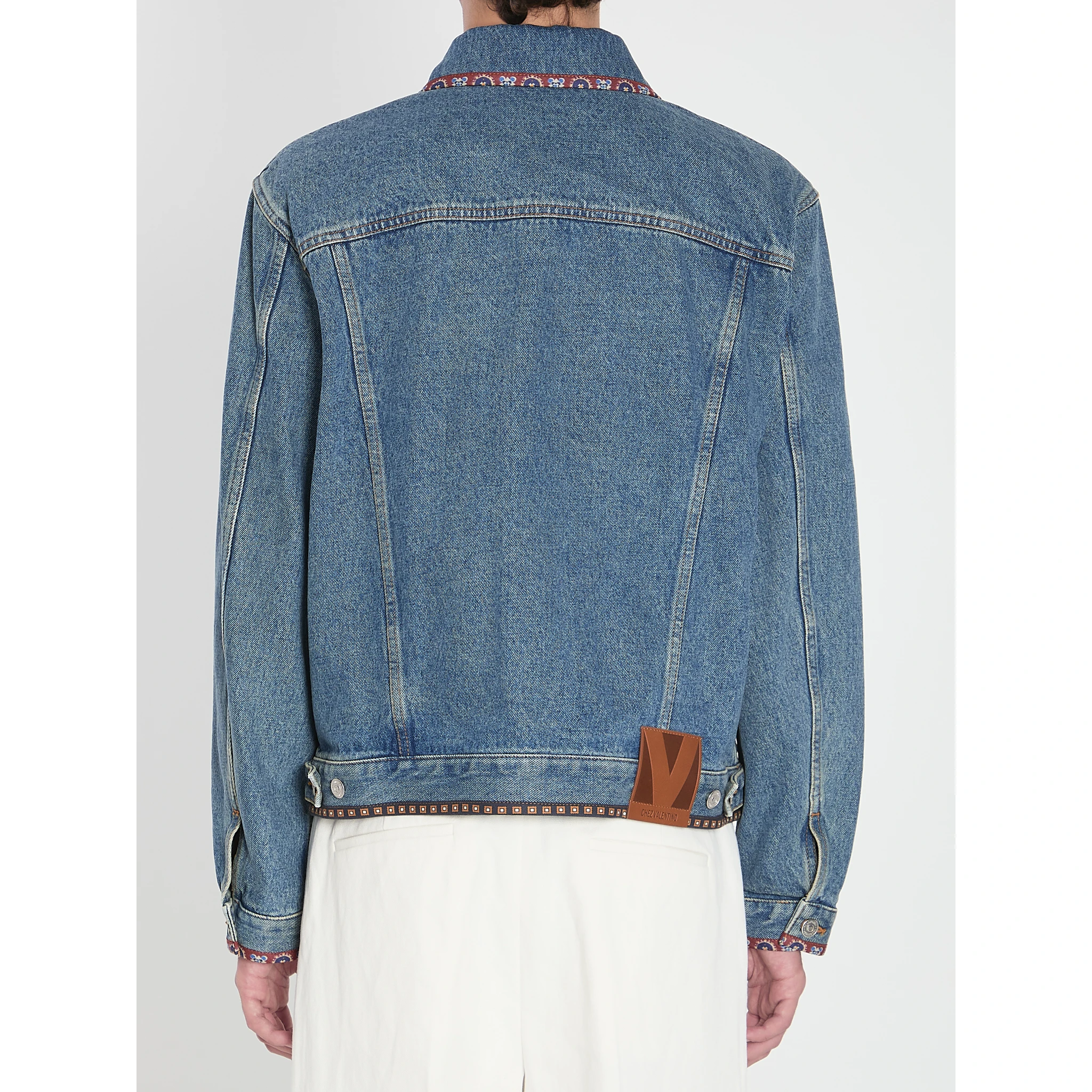 Bead-embroidered denim jacket