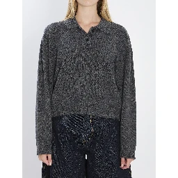 Long-sleeved cashmere polo