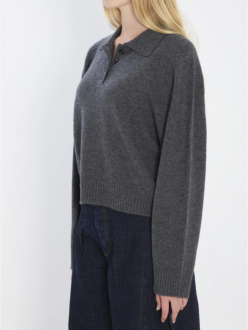 Long-sleeved cashmere polo