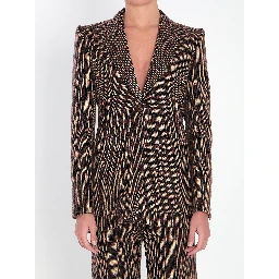 Checked wool tailored jacket