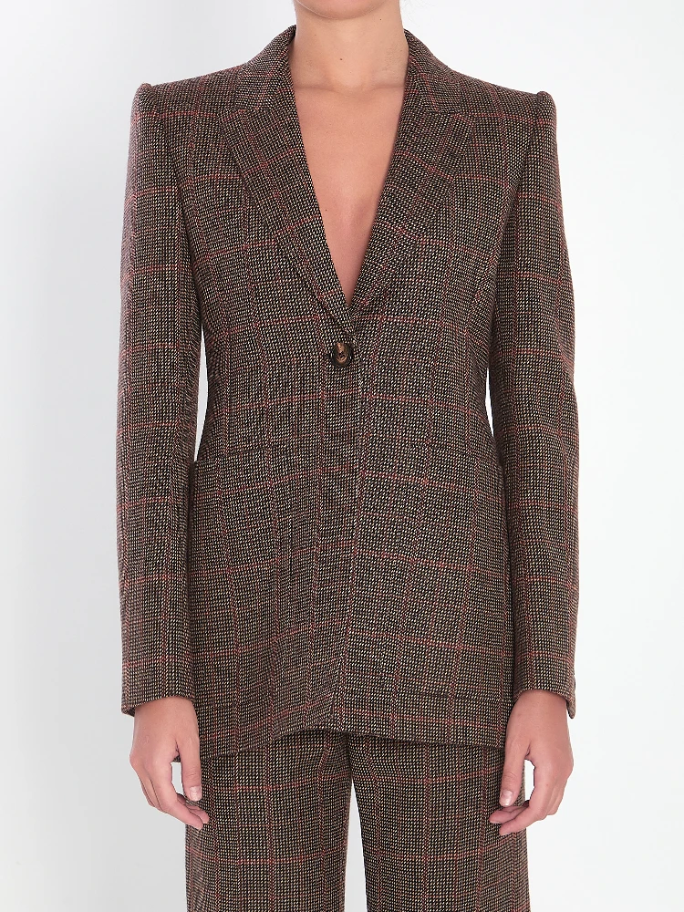 Checked wool tailored jacket