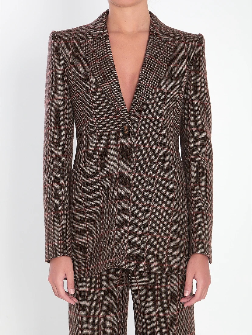 Checked wool tailored jacket