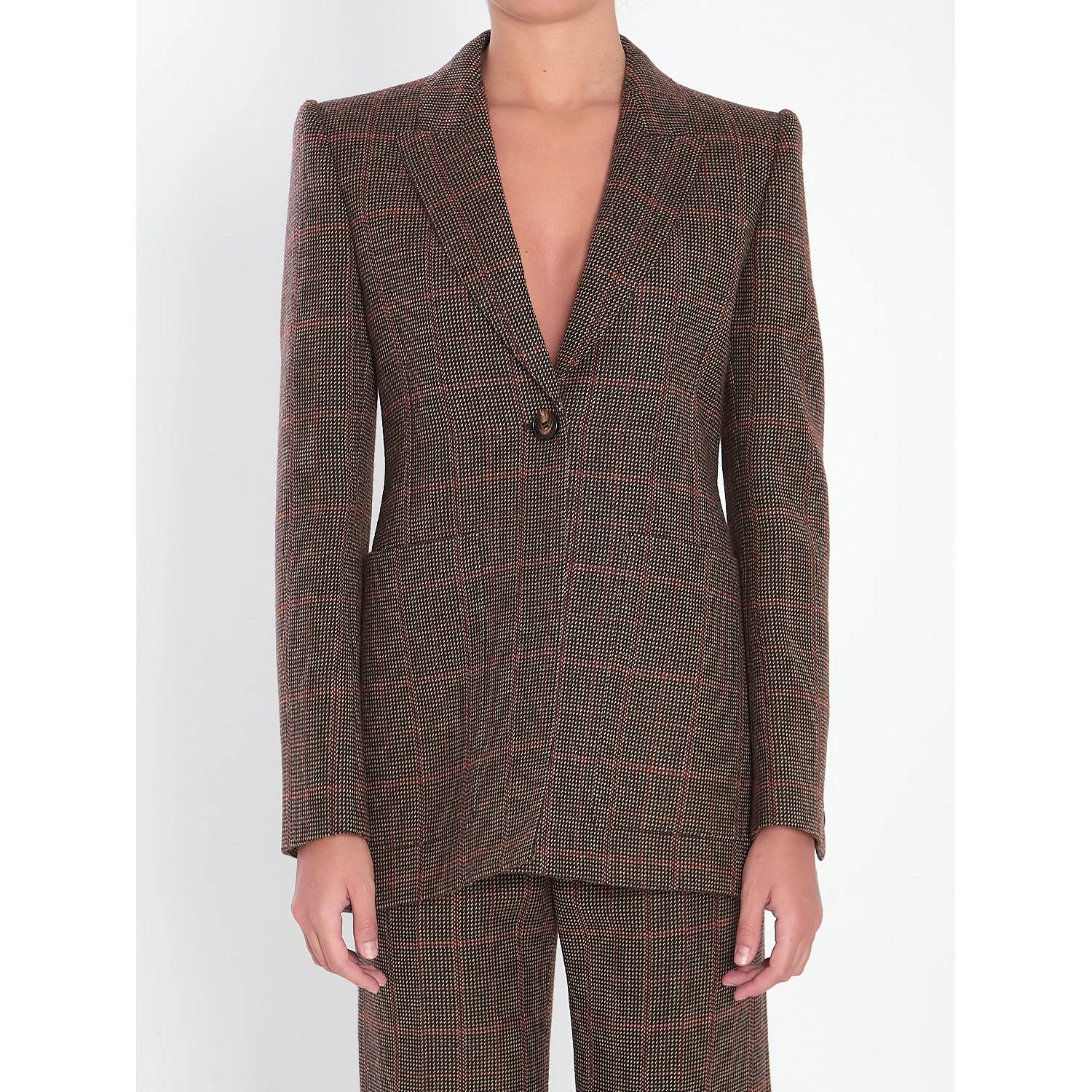Checked wool tailored jacket