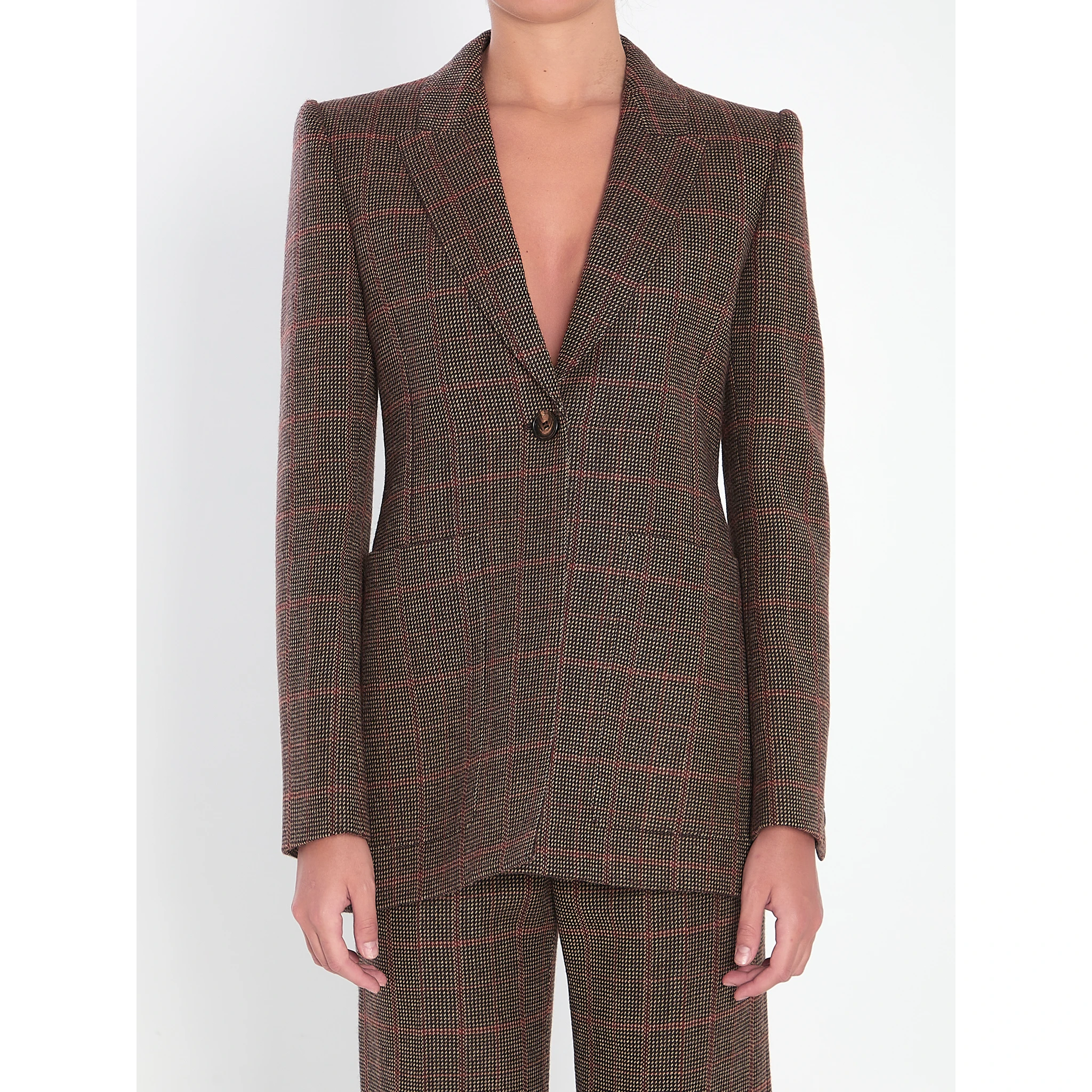 Checked wool tailored jacket