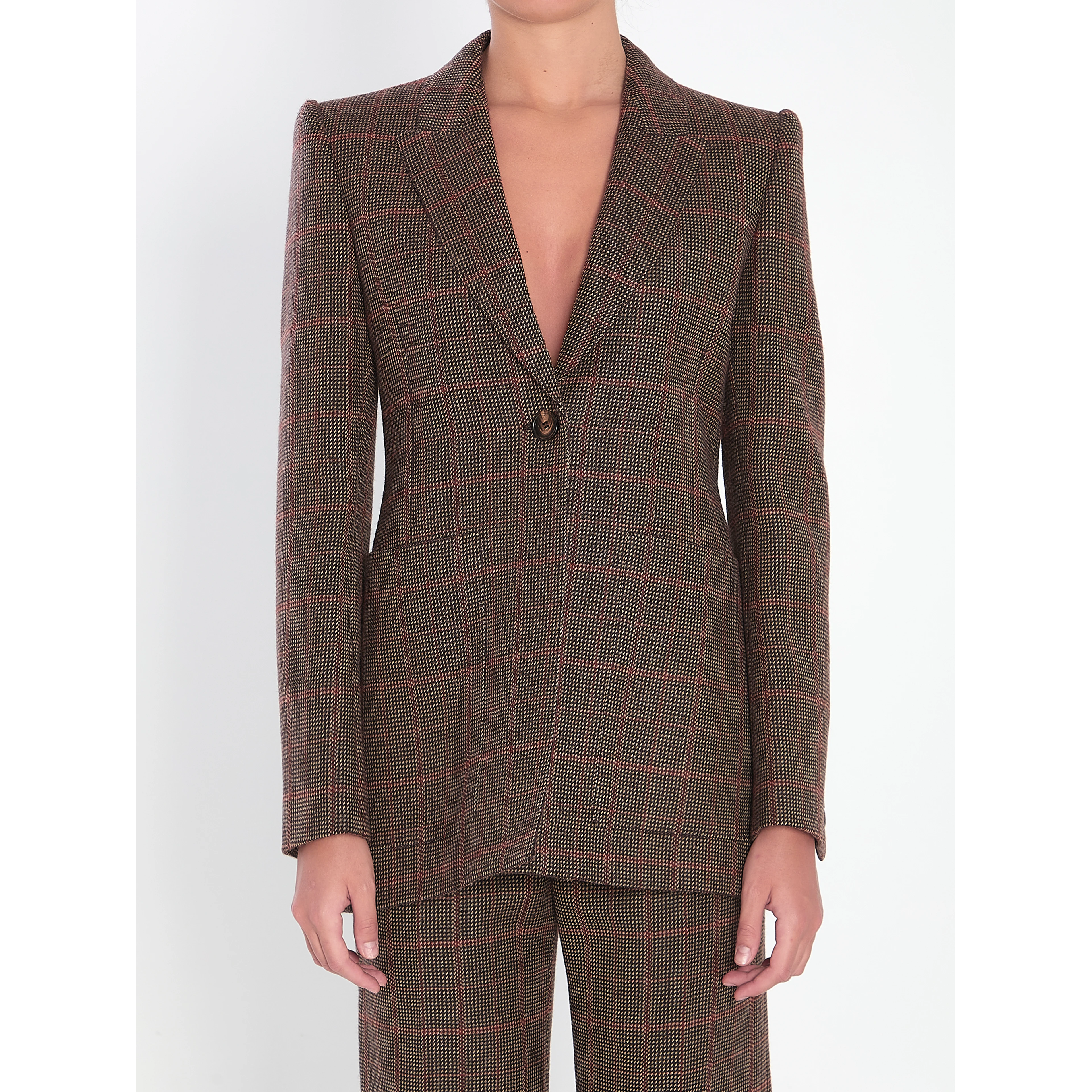 Checked wool tailored jacket
