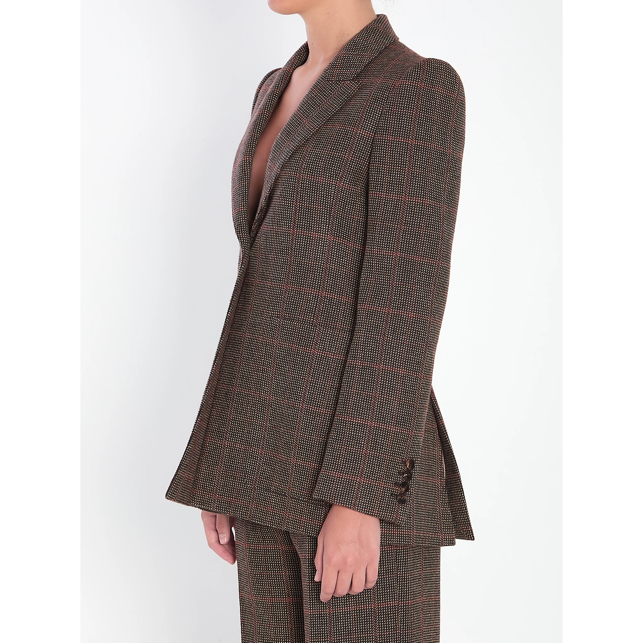 Checked wool tailored jacket