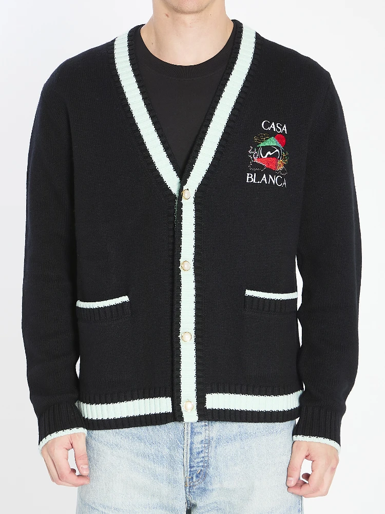 Cardigan with Stacked Casa Mountain Temple design