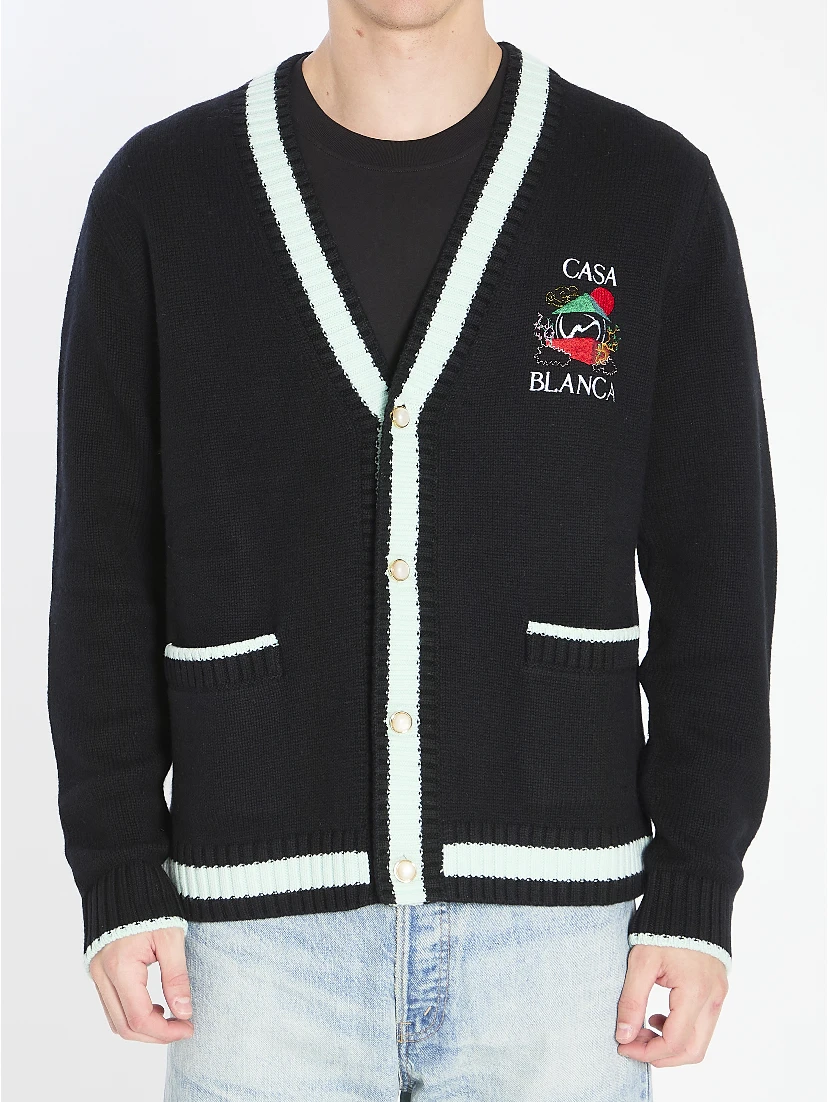 Cardigan with Stacked Casa Mountain Temple design