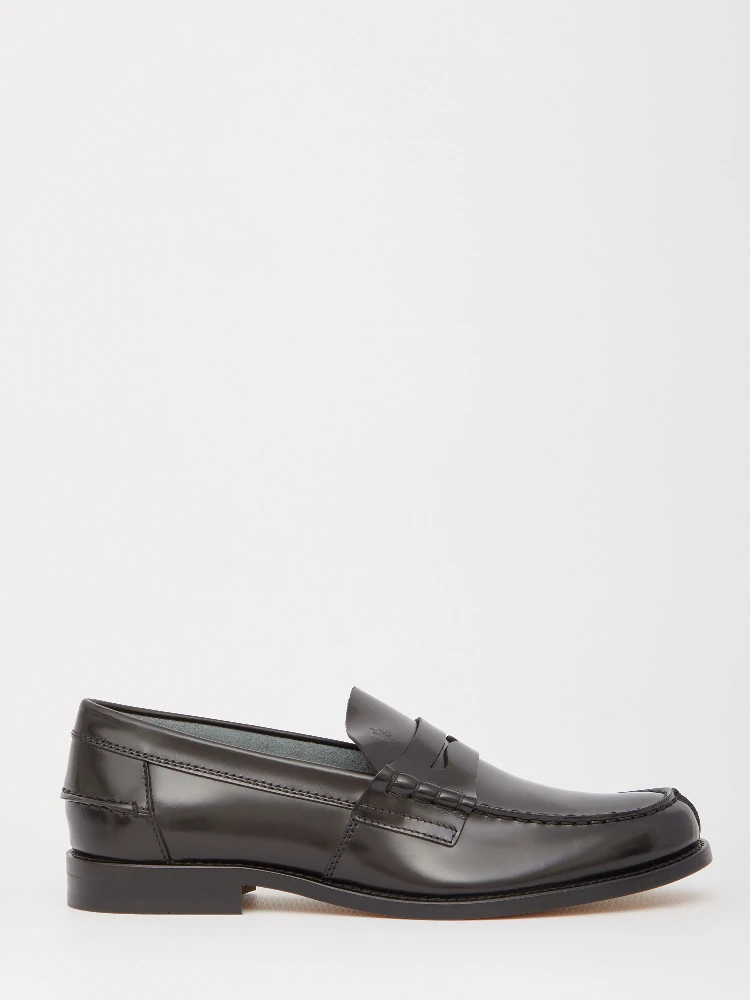 Black leather loafers