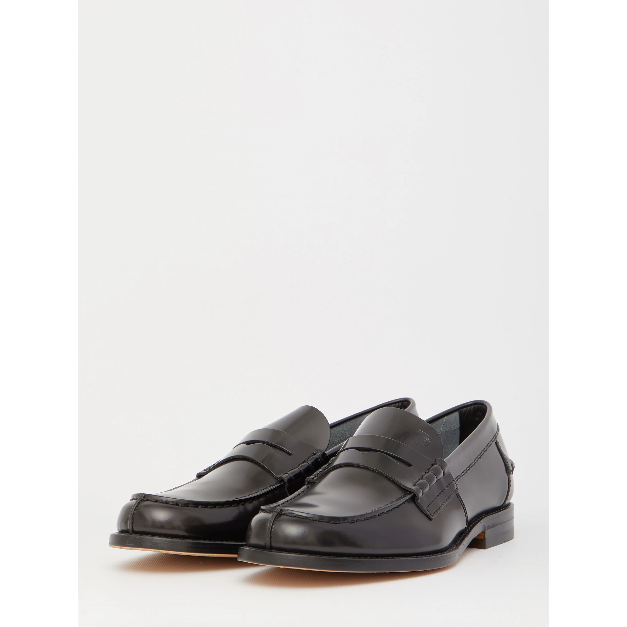 Black leather loafers