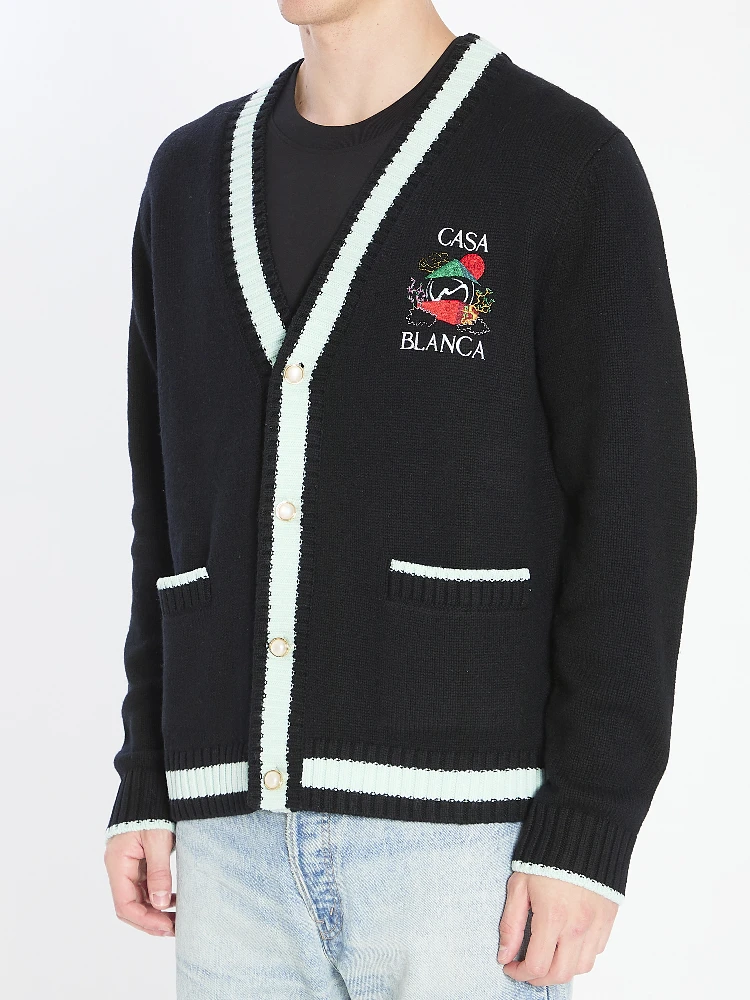 Cardigan with Stacked Casa Mountain Temple design alternative