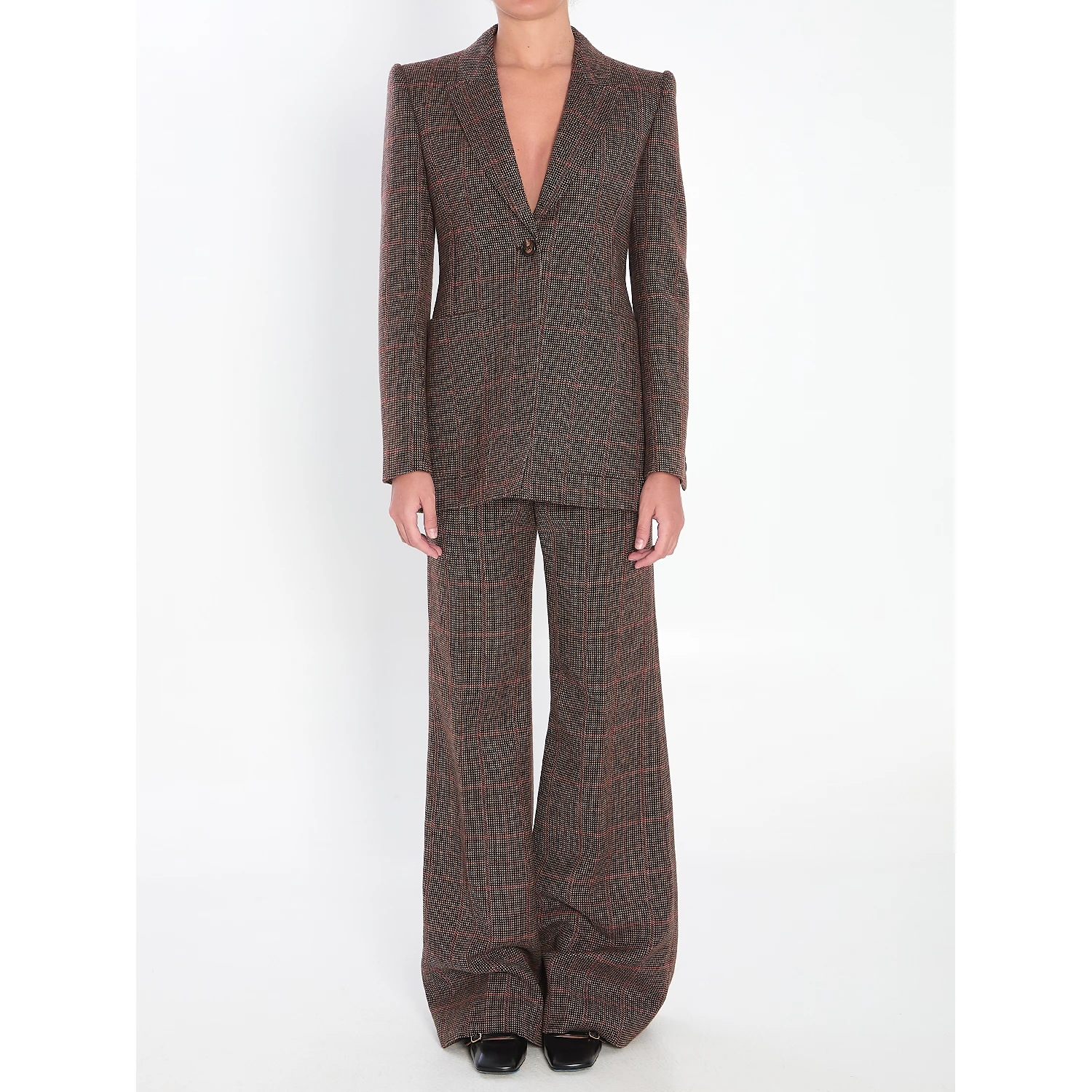 Checked wool tailored jacket