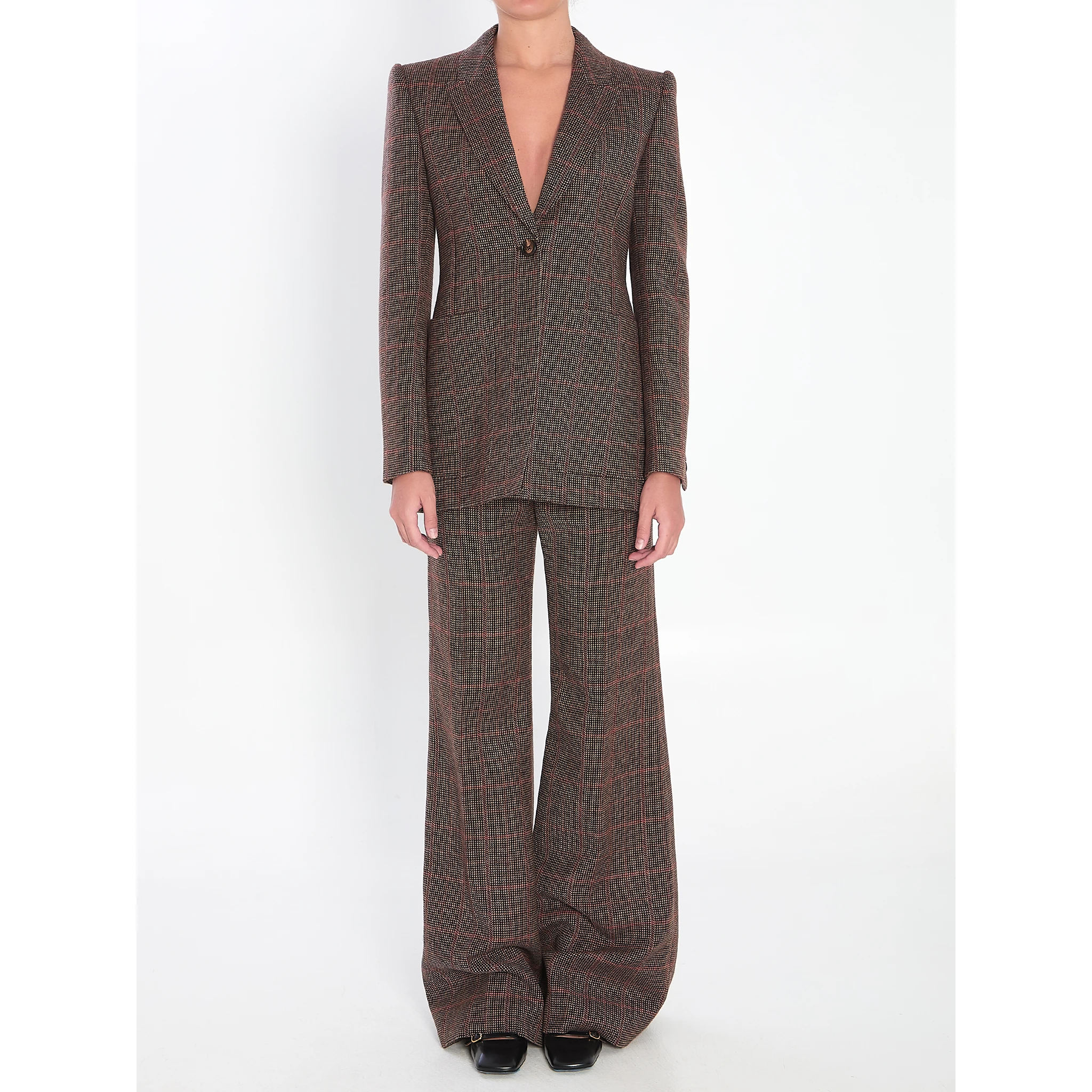 Checked wool tailored jacket