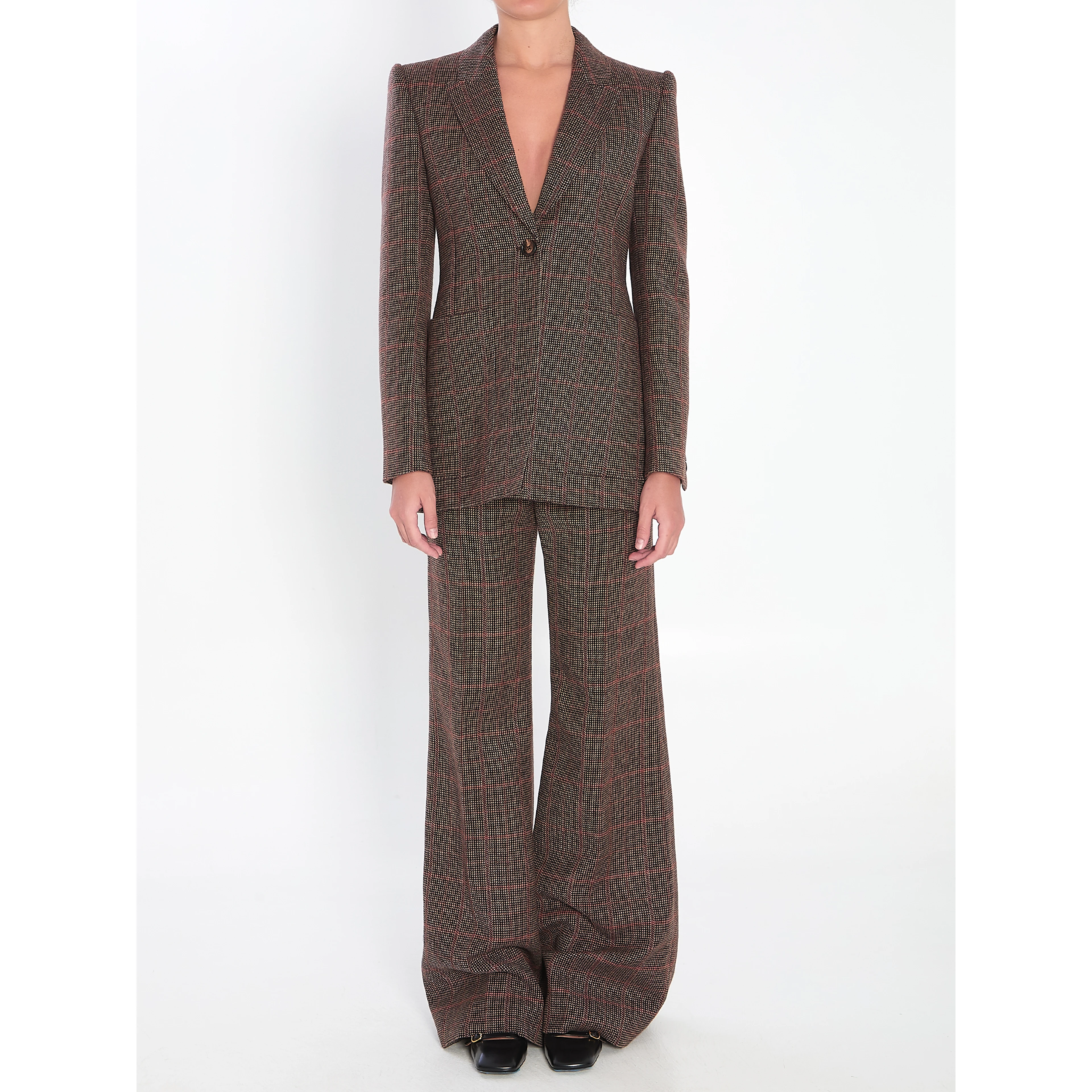 Checked wool tailored jacket