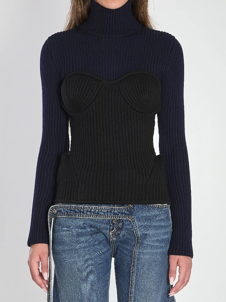 Ribbed knit pullover