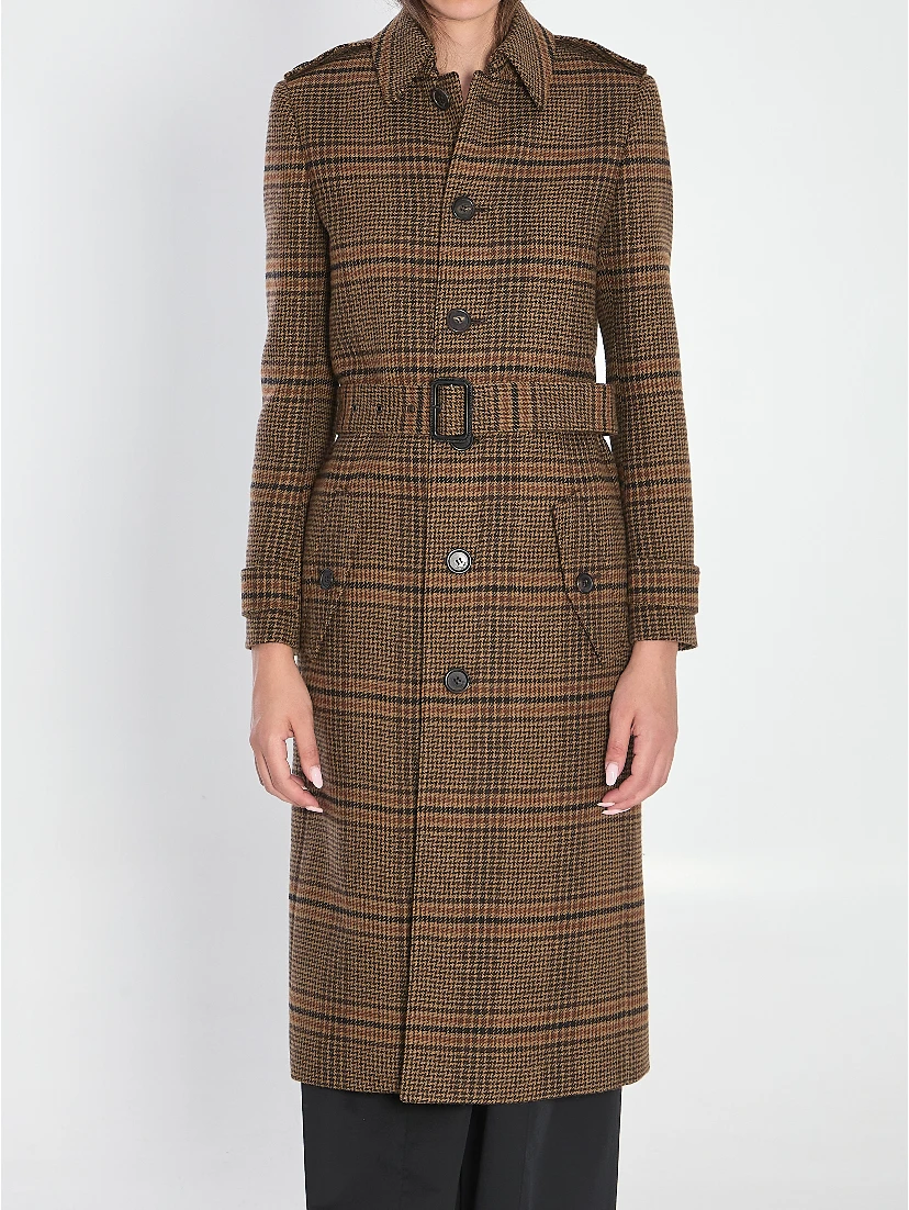 Long Coat in Prince of Wales Wool