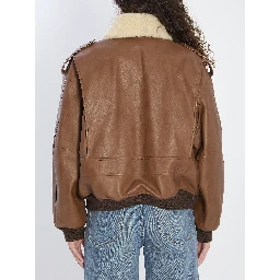 Bomber jacket in hammered leather and shearling