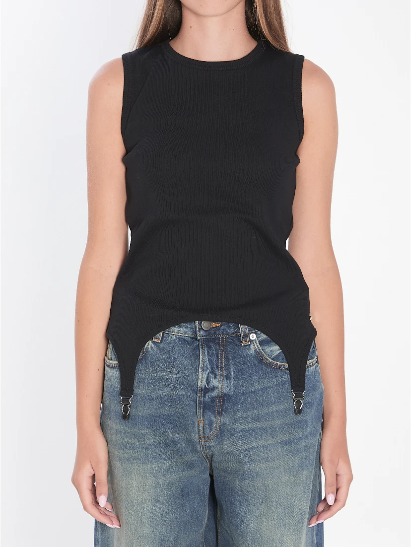 Tank top with lingerie garter