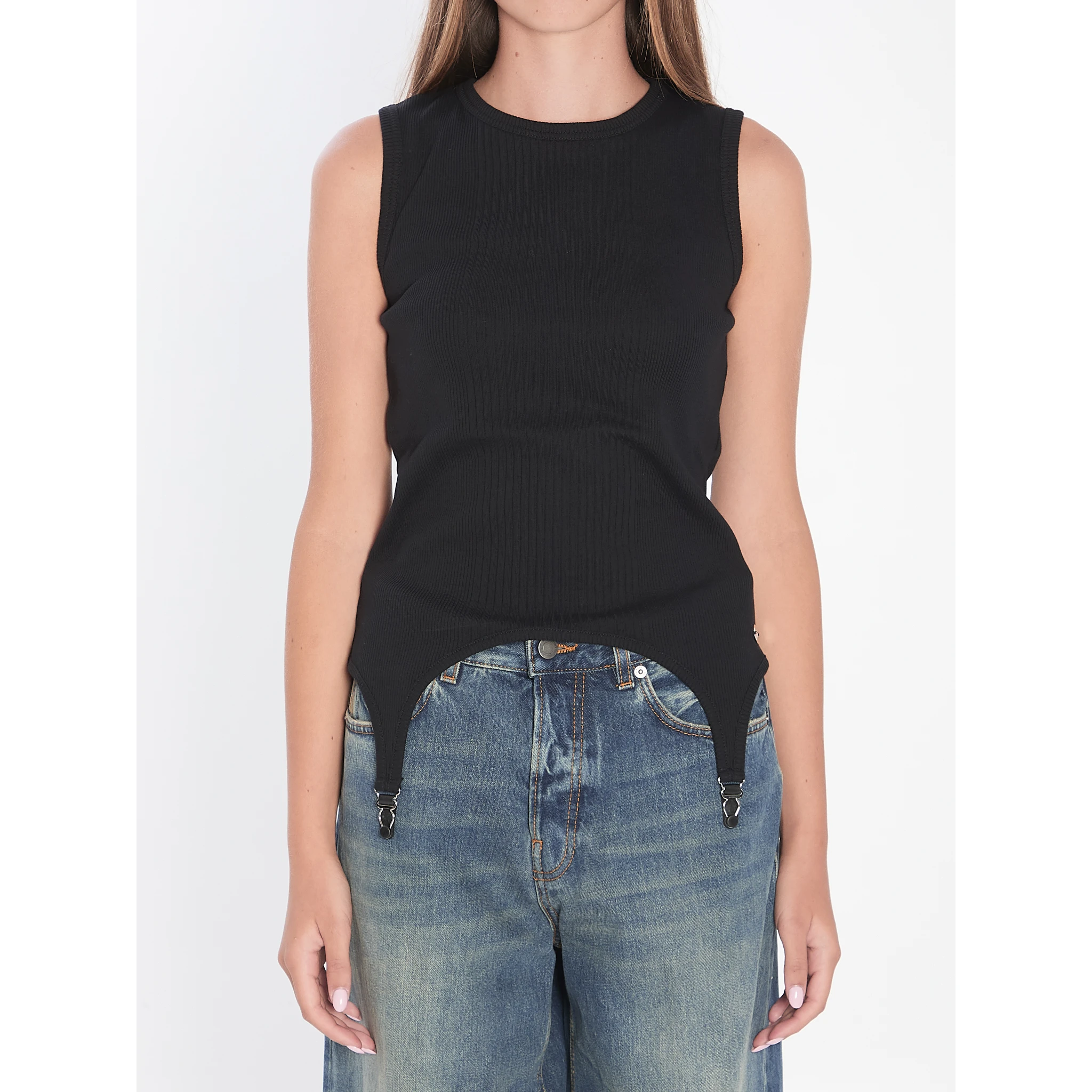 Tank top with lingerie garter