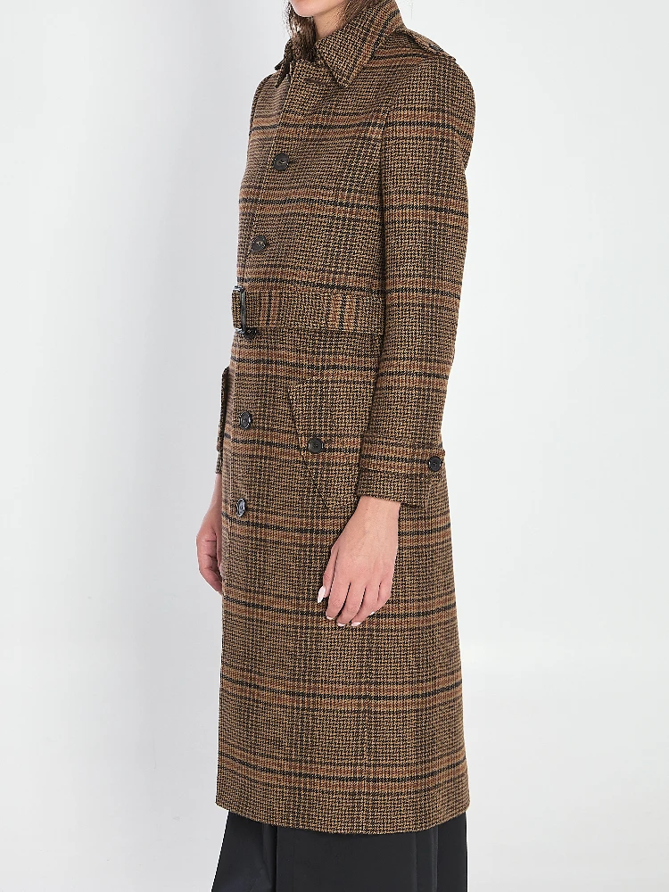 Long Coat in Prince of Wales Wool alternative