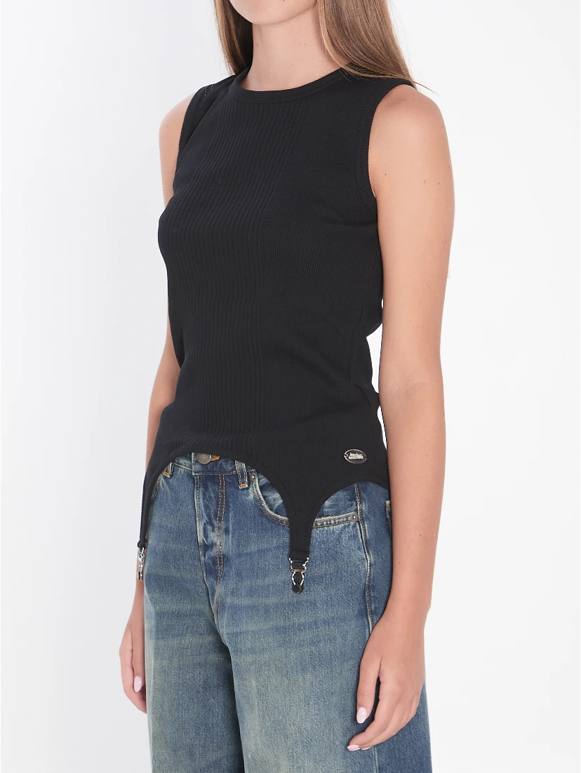 Tank top with lingerie garter