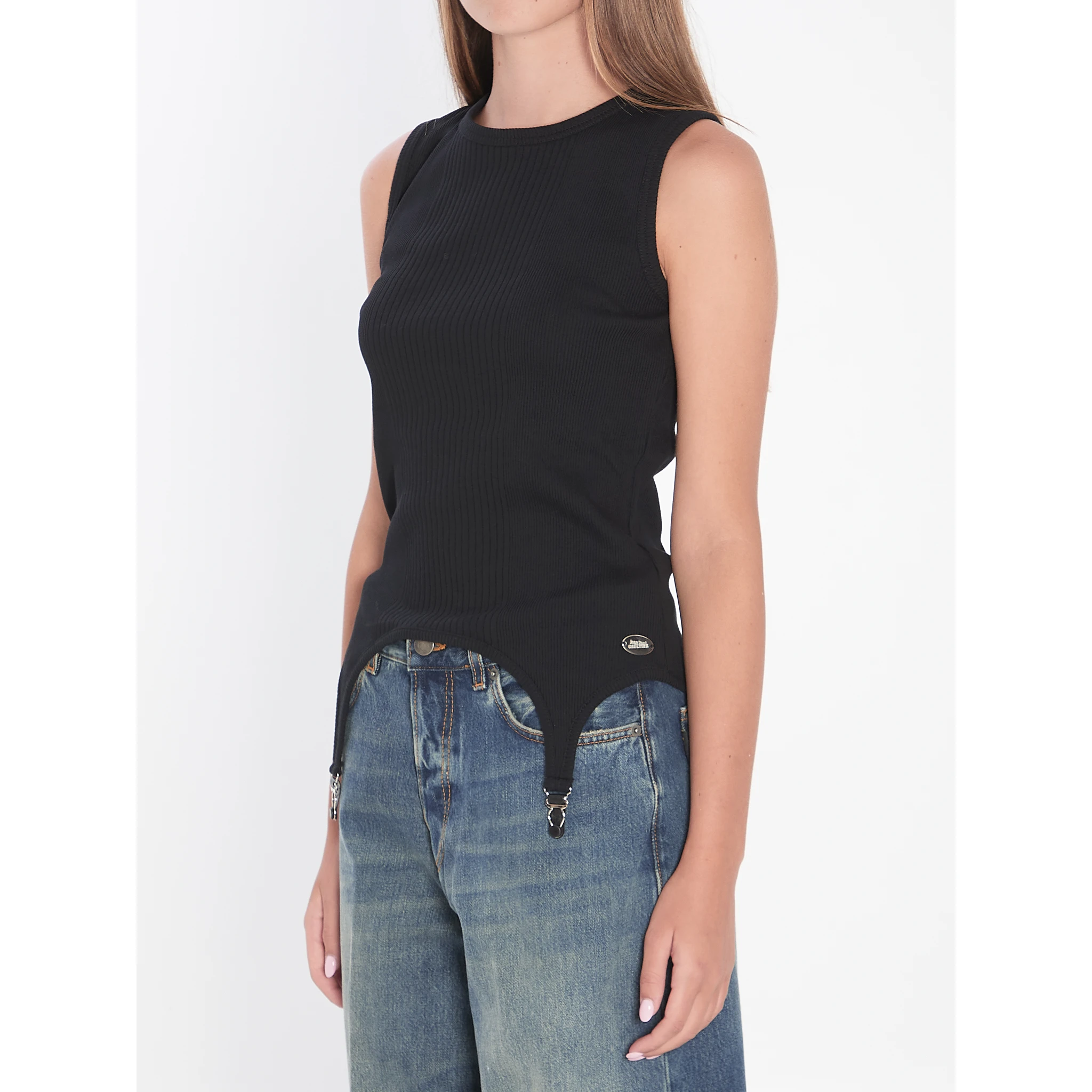 Tank top with lingerie garter