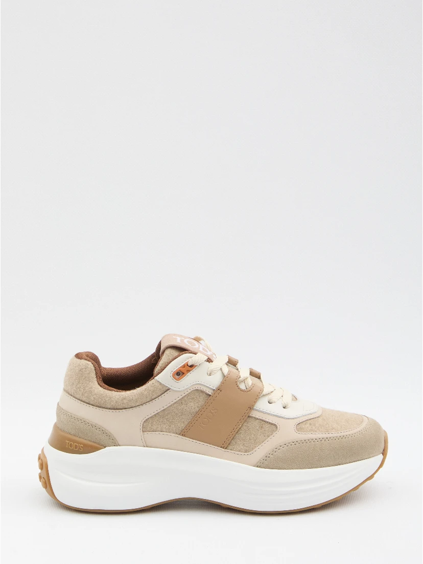 Sneakers in fabric and suede leather