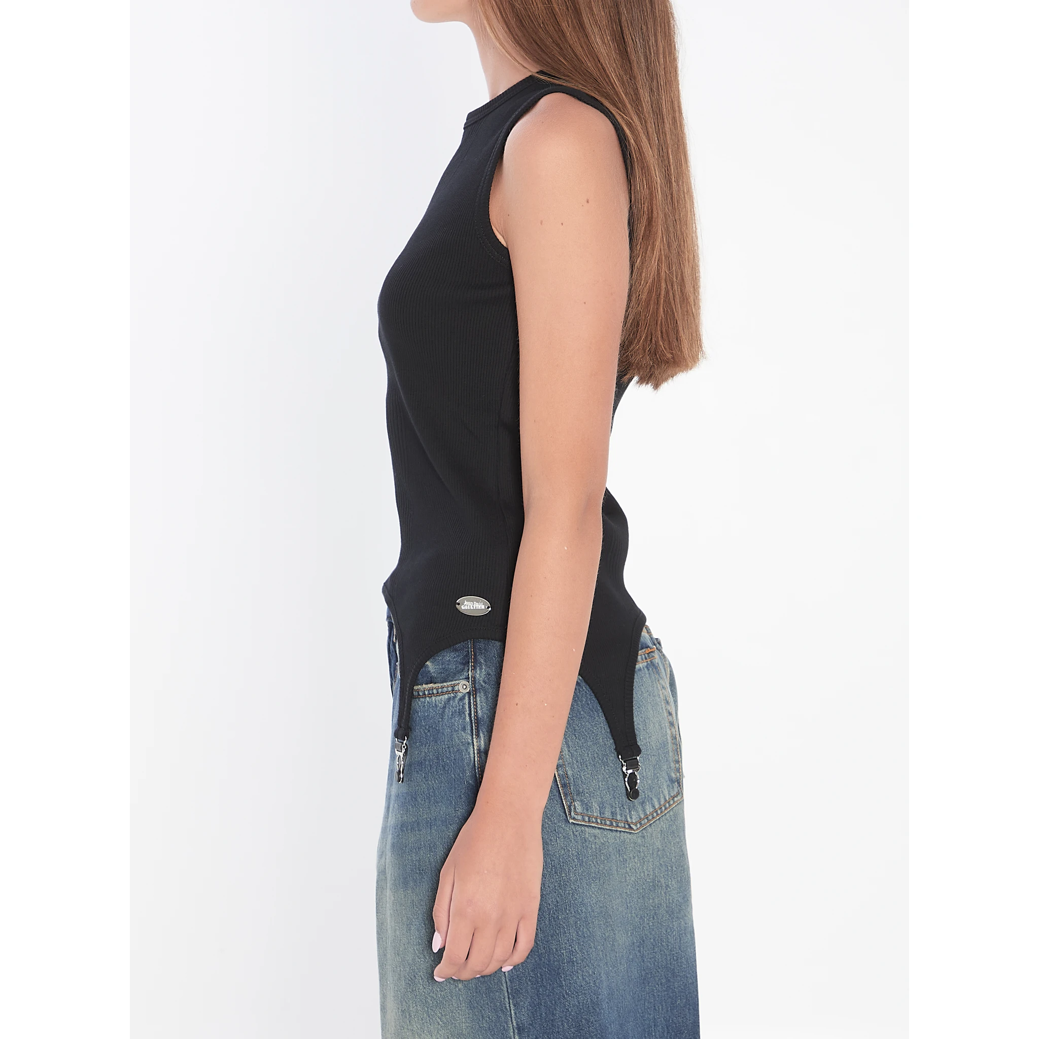 Tank top with lingerie garter