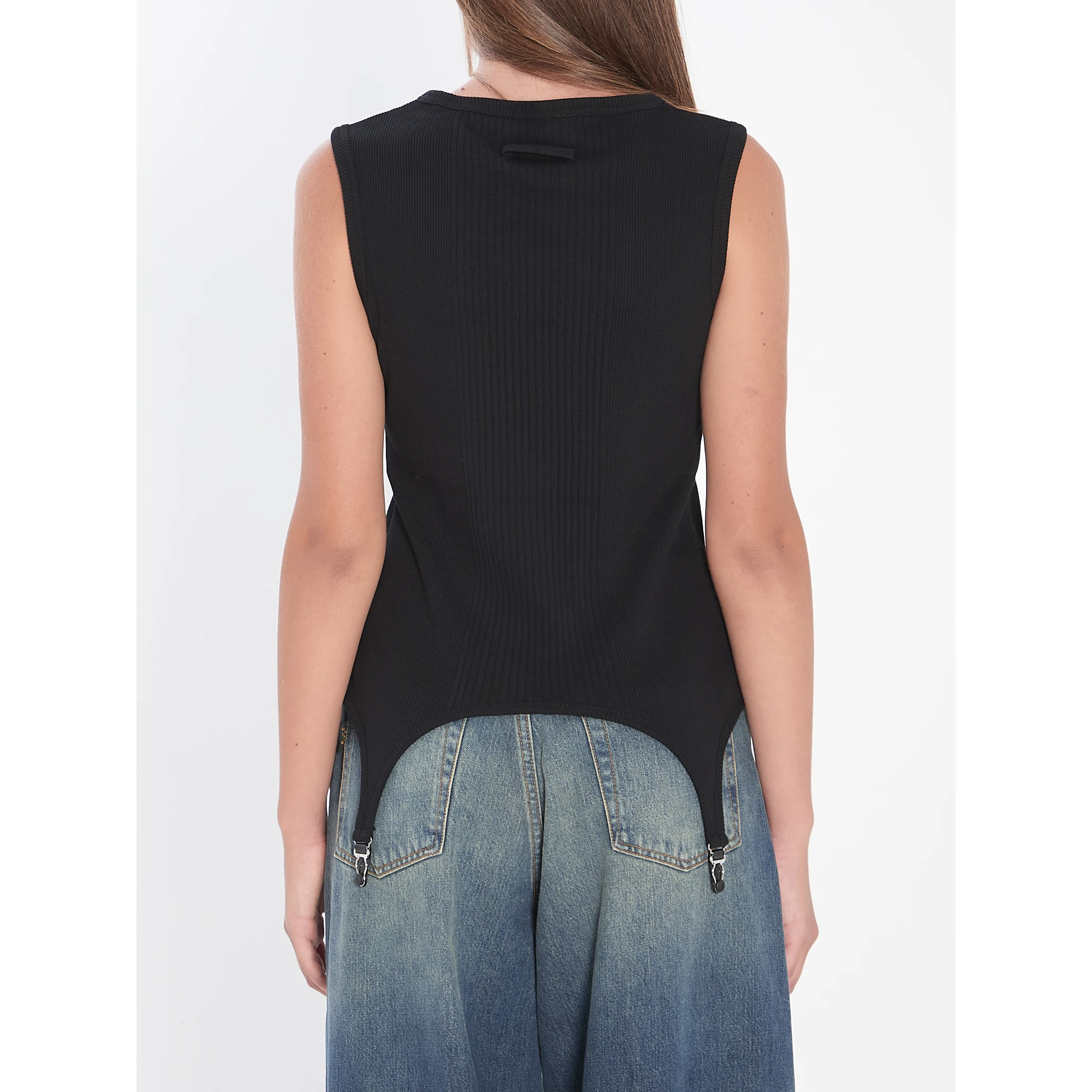 Tank top with lingerie garter