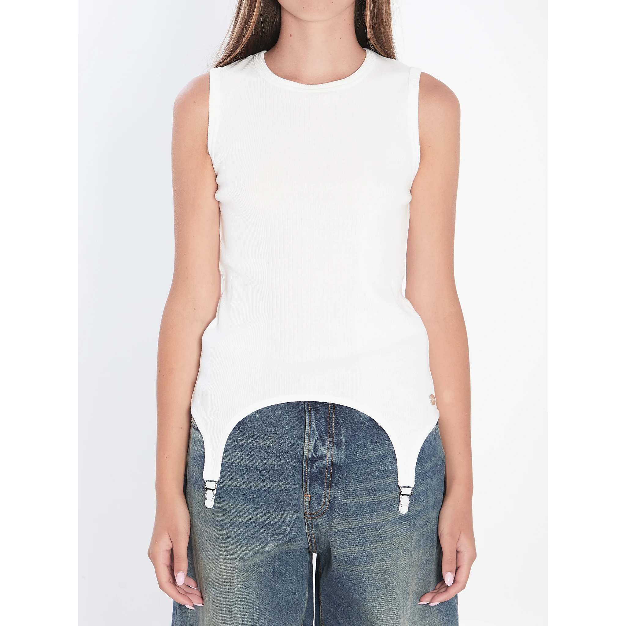 Tank top with lingerie garter