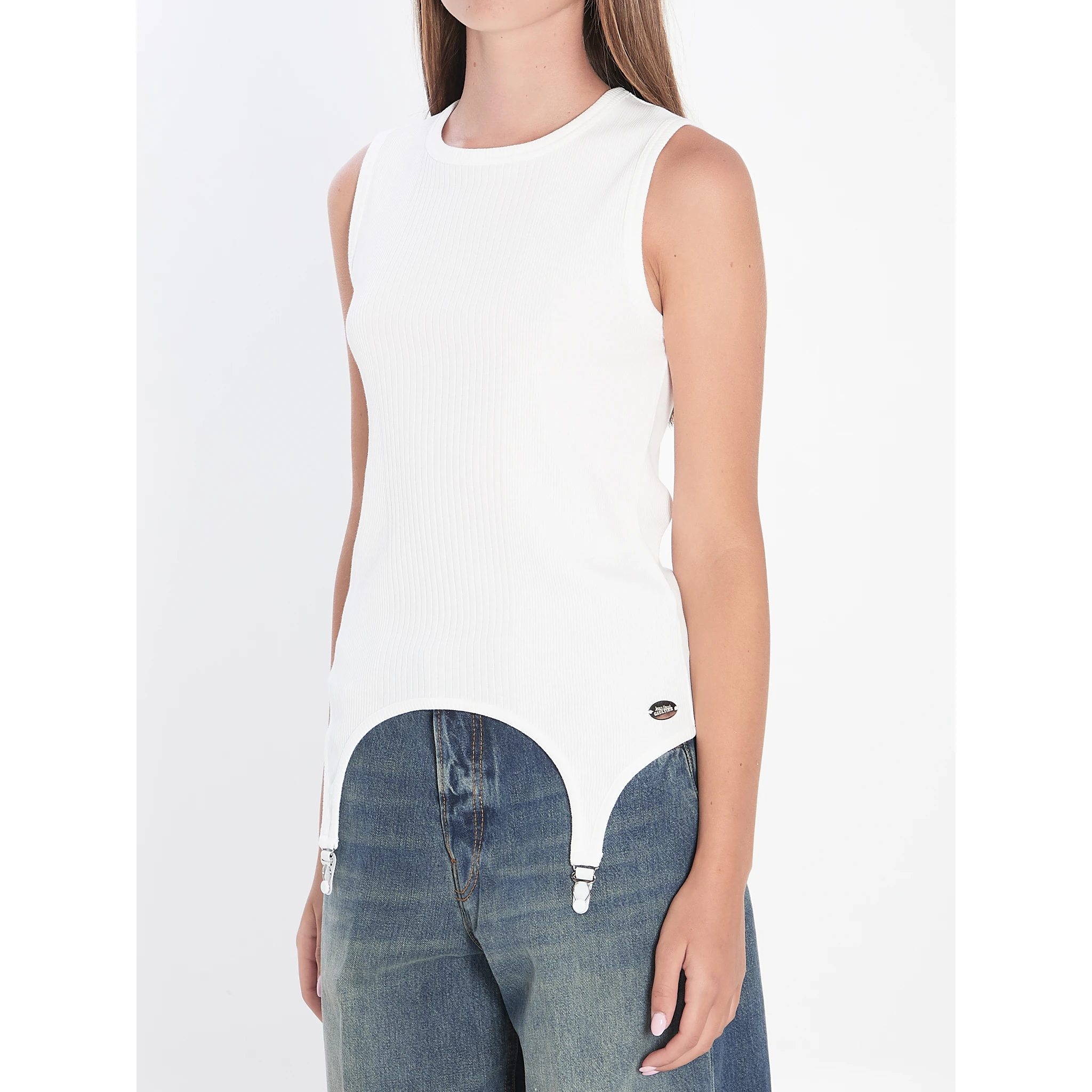 Tank top with lingerie garter