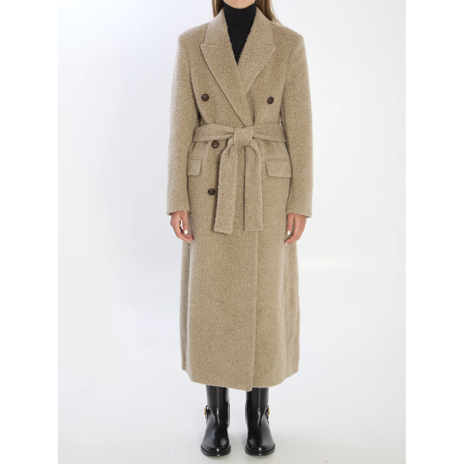 Greige double-breasted coat
