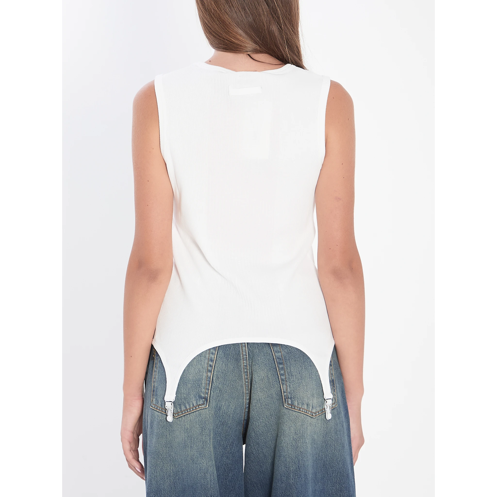 Tank top with lingerie garter