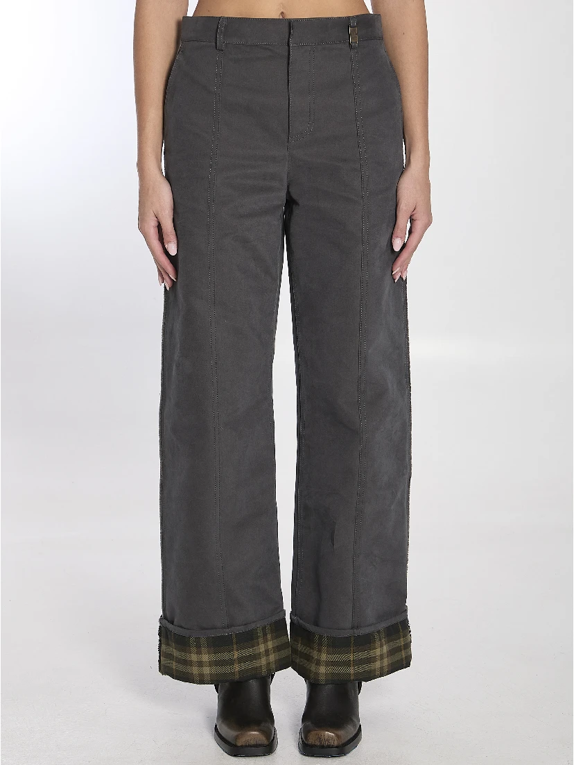 Trousers in cotton and nylon