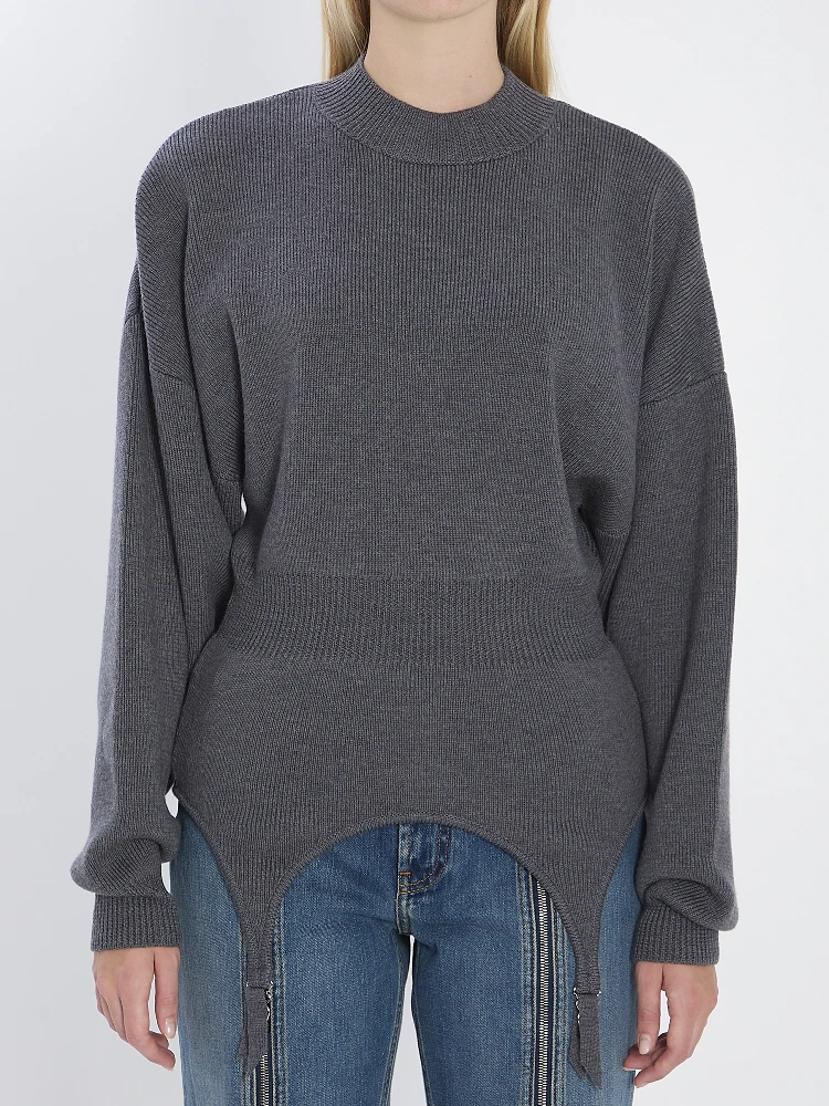 Pullover with lingerie garter