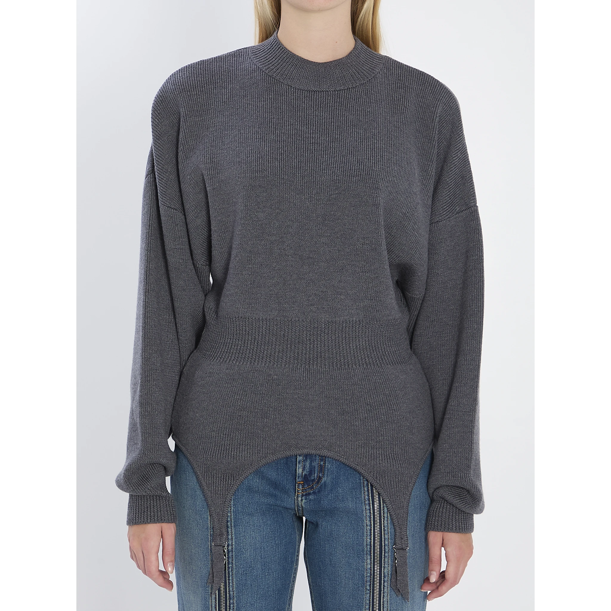 Pullover with lingerie garter