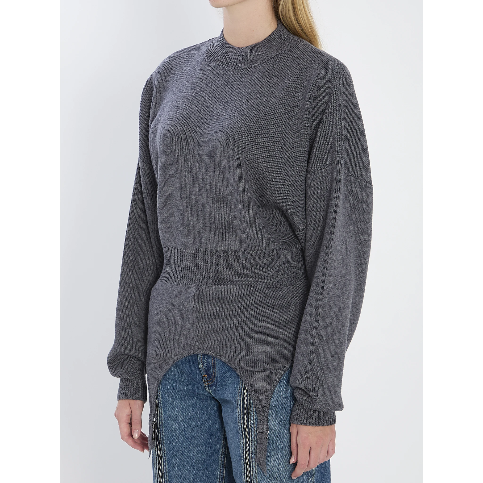 Pullover with lingerie garter