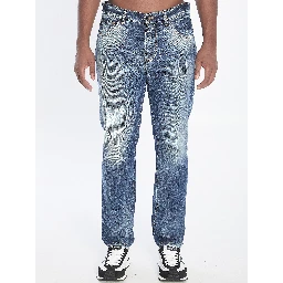 Denim pants with plaque