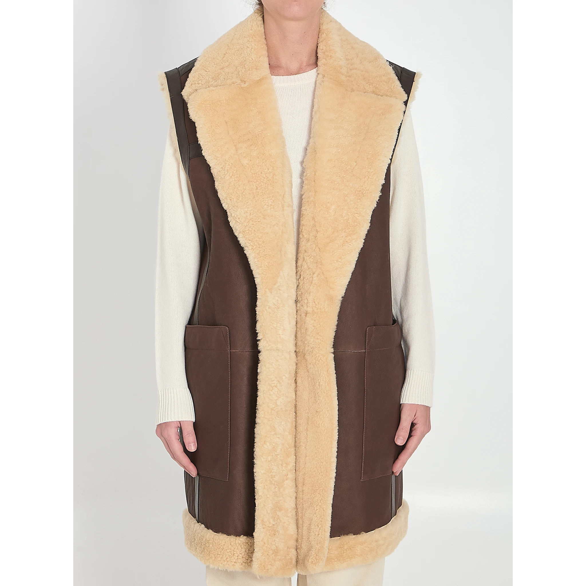 Shearling long vest