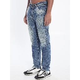 Denim pants with plaque