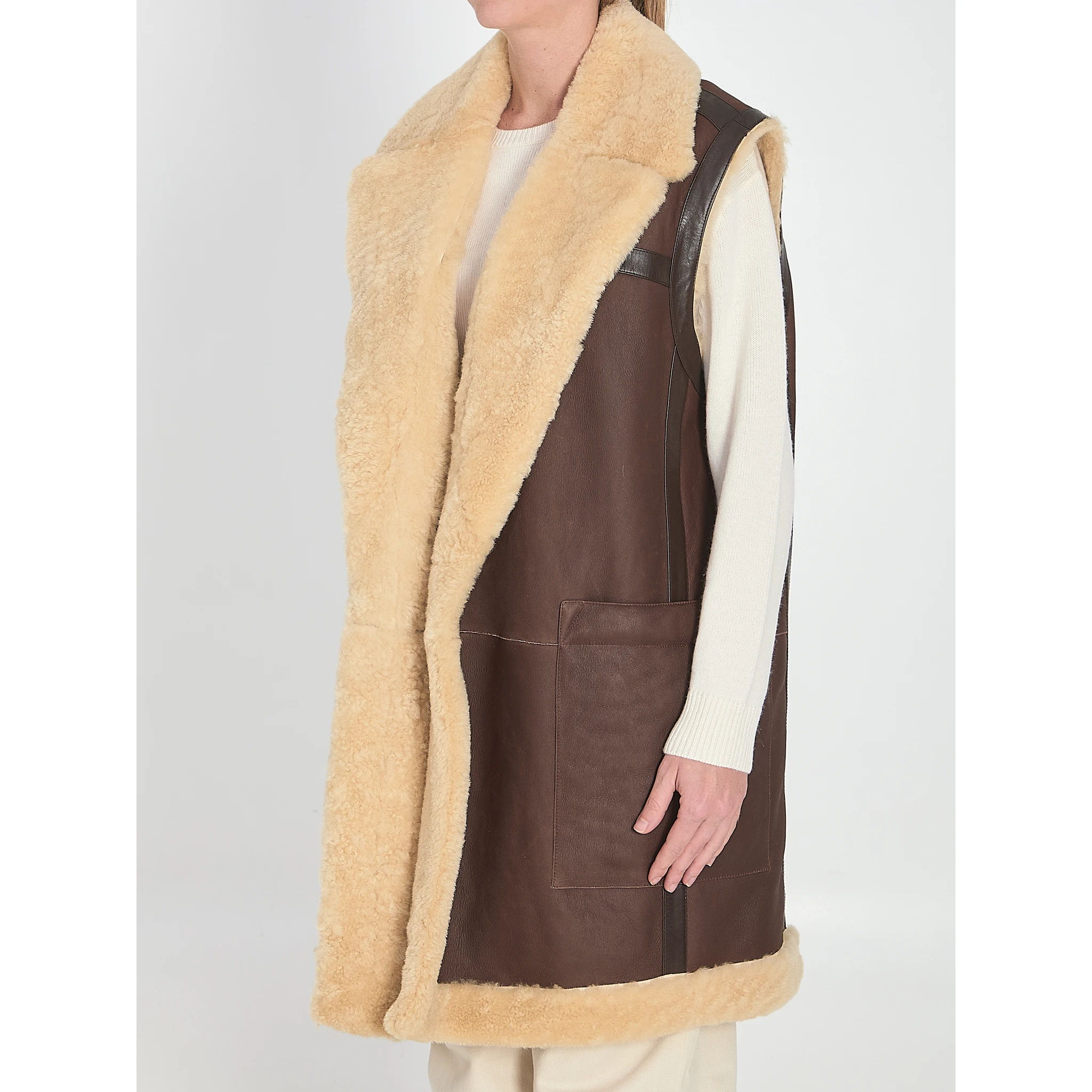Shearling long vest