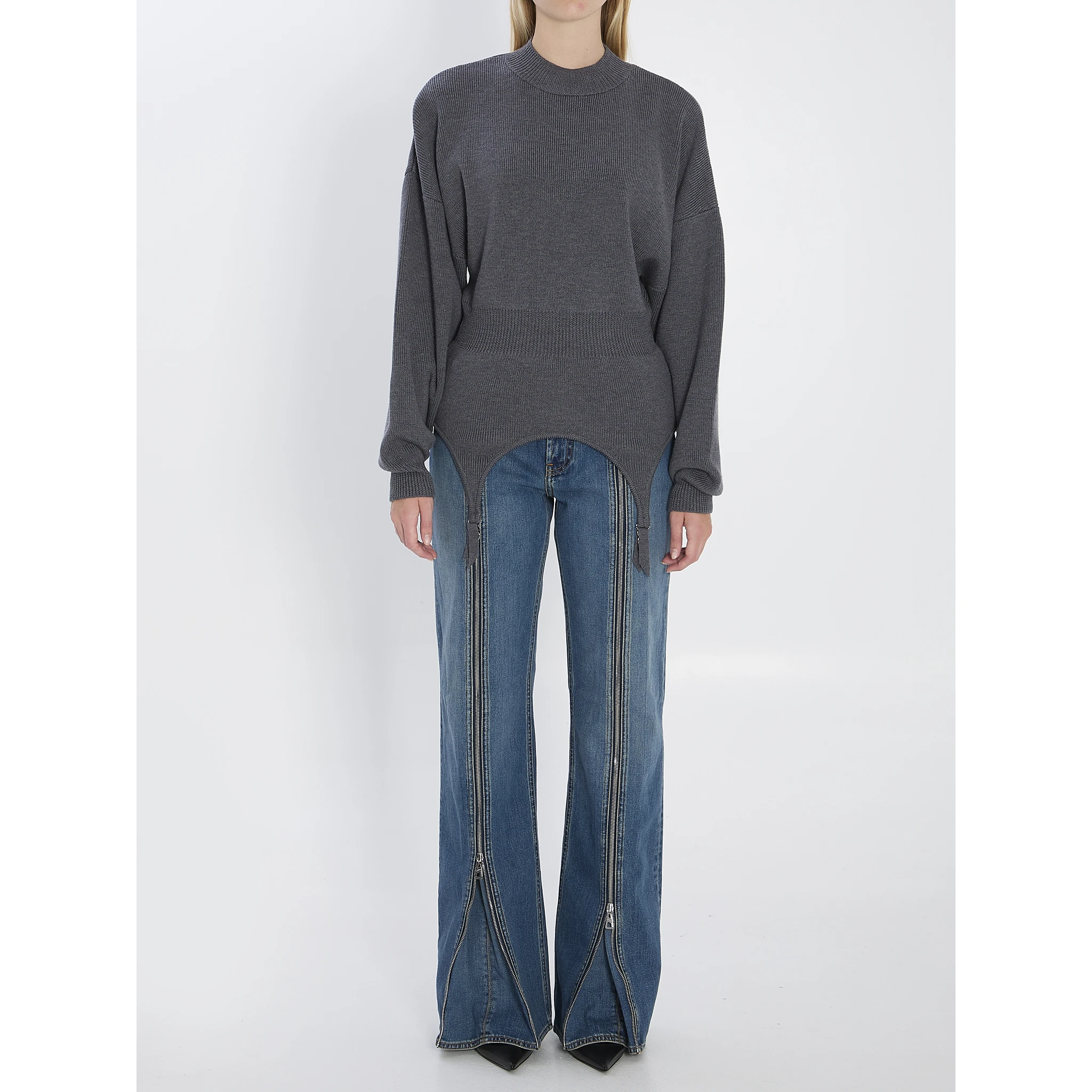 Pullover with lingerie garter