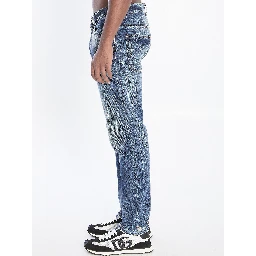 Denim pants with plaque